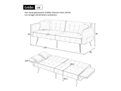 Sofá multifunción de 2 plazas - Respaldo ajustable - Reposabrazos ajustables - Terciopelo - ​​Blanco​