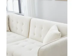 Sofá multifunción de 2 plazas - Respaldo ajustable - Reposabrazos ajustables - Terciopelo - ​​Blanco​