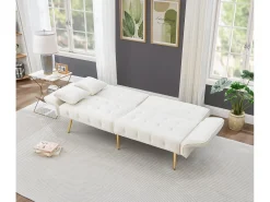 Sofá multifunción de 2 plazas - Respaldo ajustable - Reposabrazos ajustables - Terciopelo - ​​Blanco​