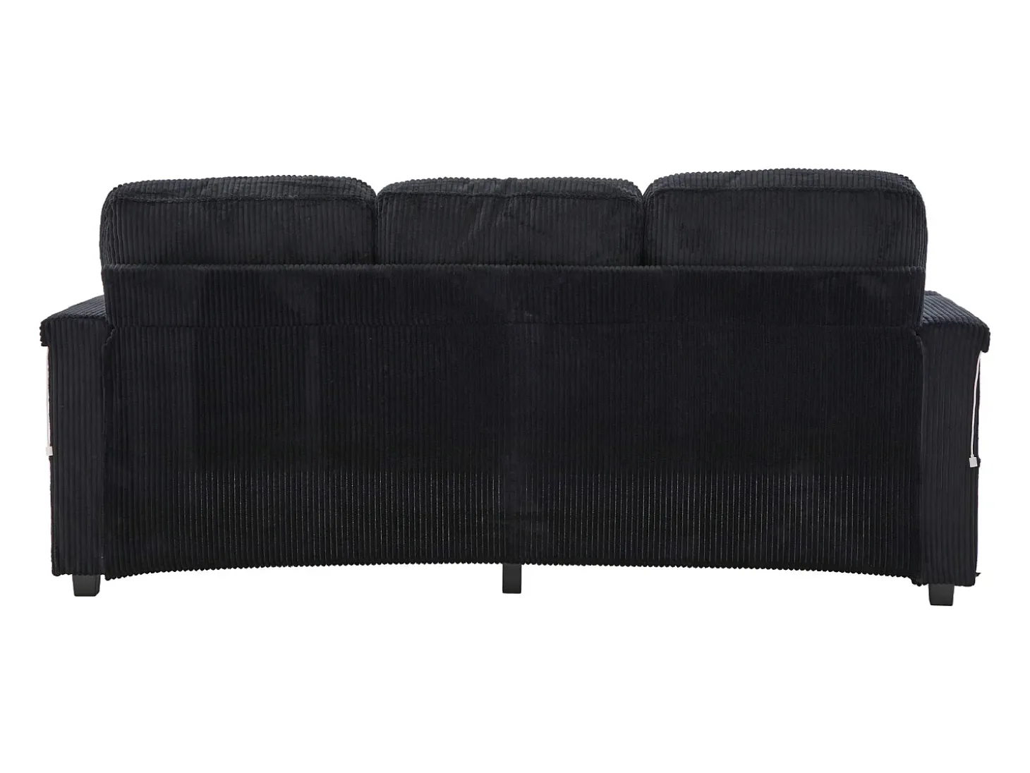 Sofá negro de 4 plazas - Sofá esquinero con iluminación LED y reposapiés con almacenaje - portavasos y bolsillos laterales - pana