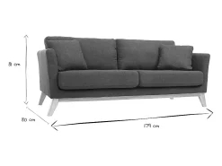 Sofá nórdico 3 plazas azul oscuro desenfundable patas madera OSLO