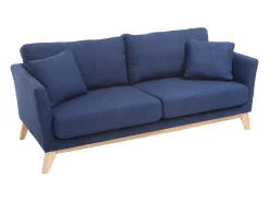 Sofá nórdico 3 plazas azul oscuro desenfundable patas madera OSLO