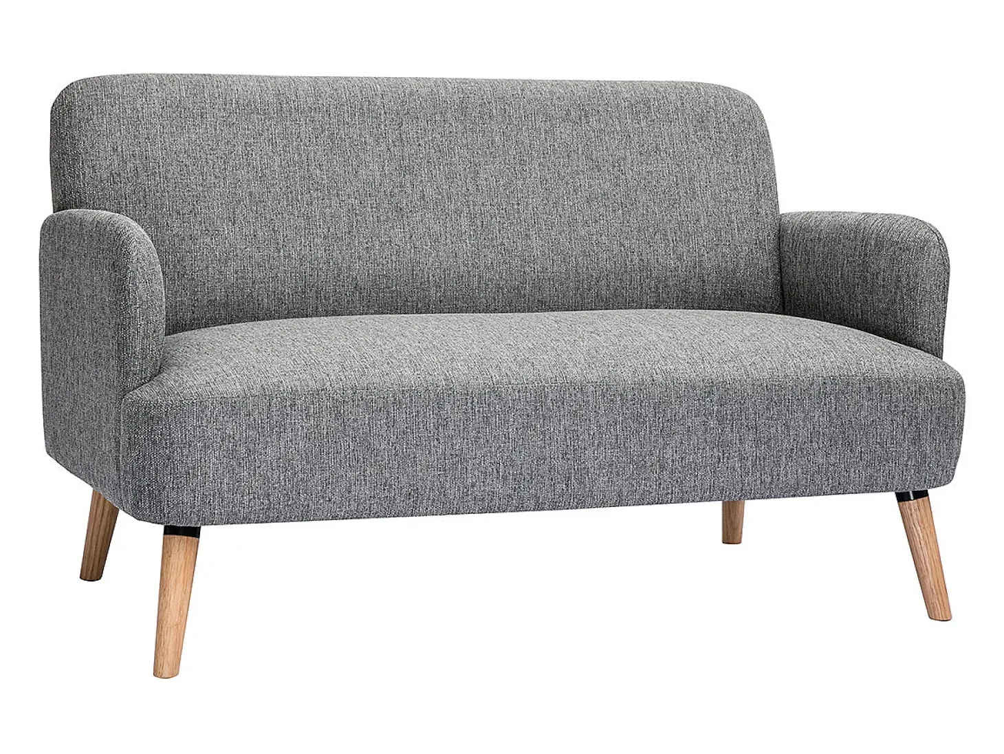 Sofá nórdico 2 plazas de tejido gris claro y madera clara ISKO