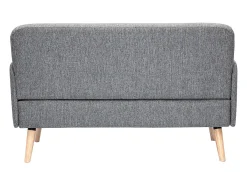 Sofá nórdico 2 plazas de tejido gris claro y madera clara ISKO