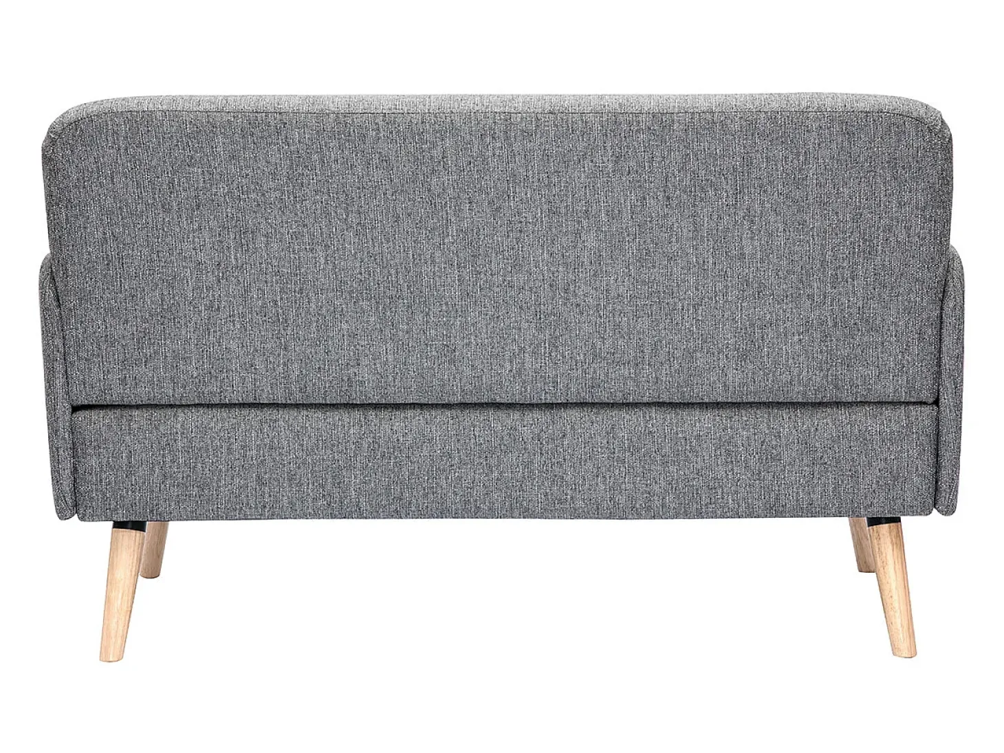 Sofá nórdico 2 plazas de tejido gris claro y madera clara ISKO
