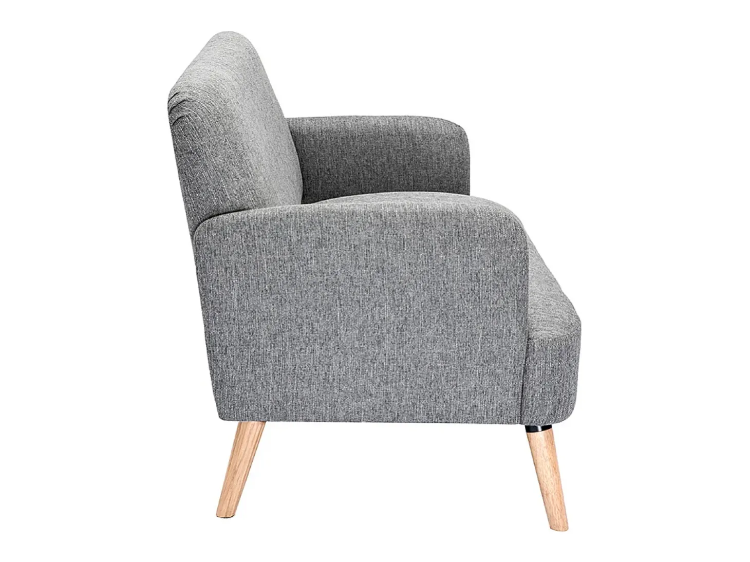 Sofá nórdico 2 plazas de tejido gris claro y madera clara ISKO