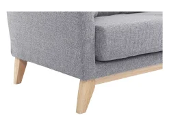Sofá nórdico 2 plazas desenfundable gris claro y patas madera clara OSLO
