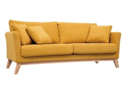 Sofá nórdico 3 plazas desenfundable efecto terciopelo amarillo mostaza OSLO