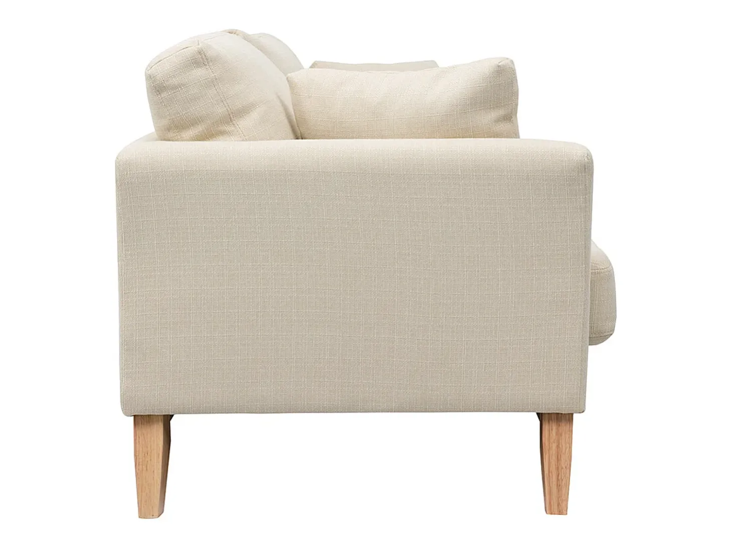 Sofá nórdico 3 plazas desenfundable beige y patas madera OSLO