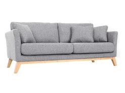 Sofá nórdico 3 plazas gris claro desenfundable patas madera OSLO