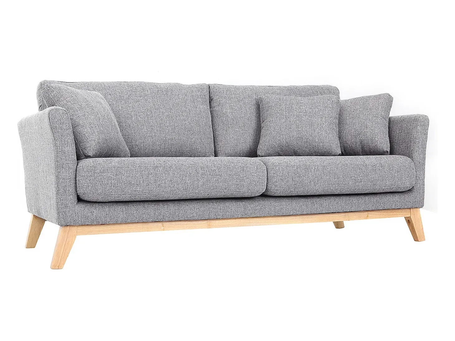 Sofá nórdico 3 plazas gris claro desenfundable patas madera OSLO