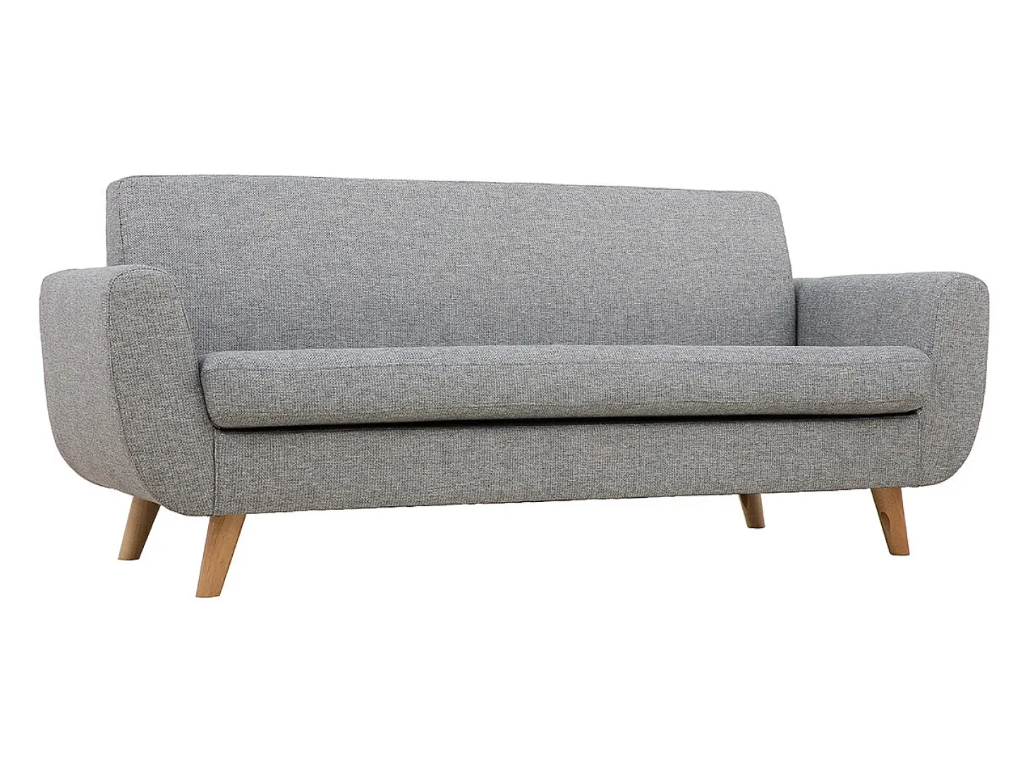 Sofá nórdico 3 plazas gris claro y madera PURE
