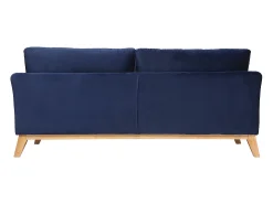Sofá nórdico 3 plazas terciopelo azul oscuro desenfundable patas madera OSLO