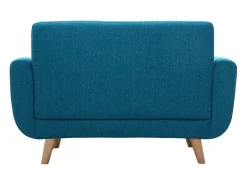 Sofá nórdico 2 plazas azul petróleo y madera de caucho maciza PURE