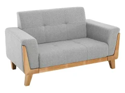 Sofá nórdico 2 plazas gris claro con patas de madera FJORD