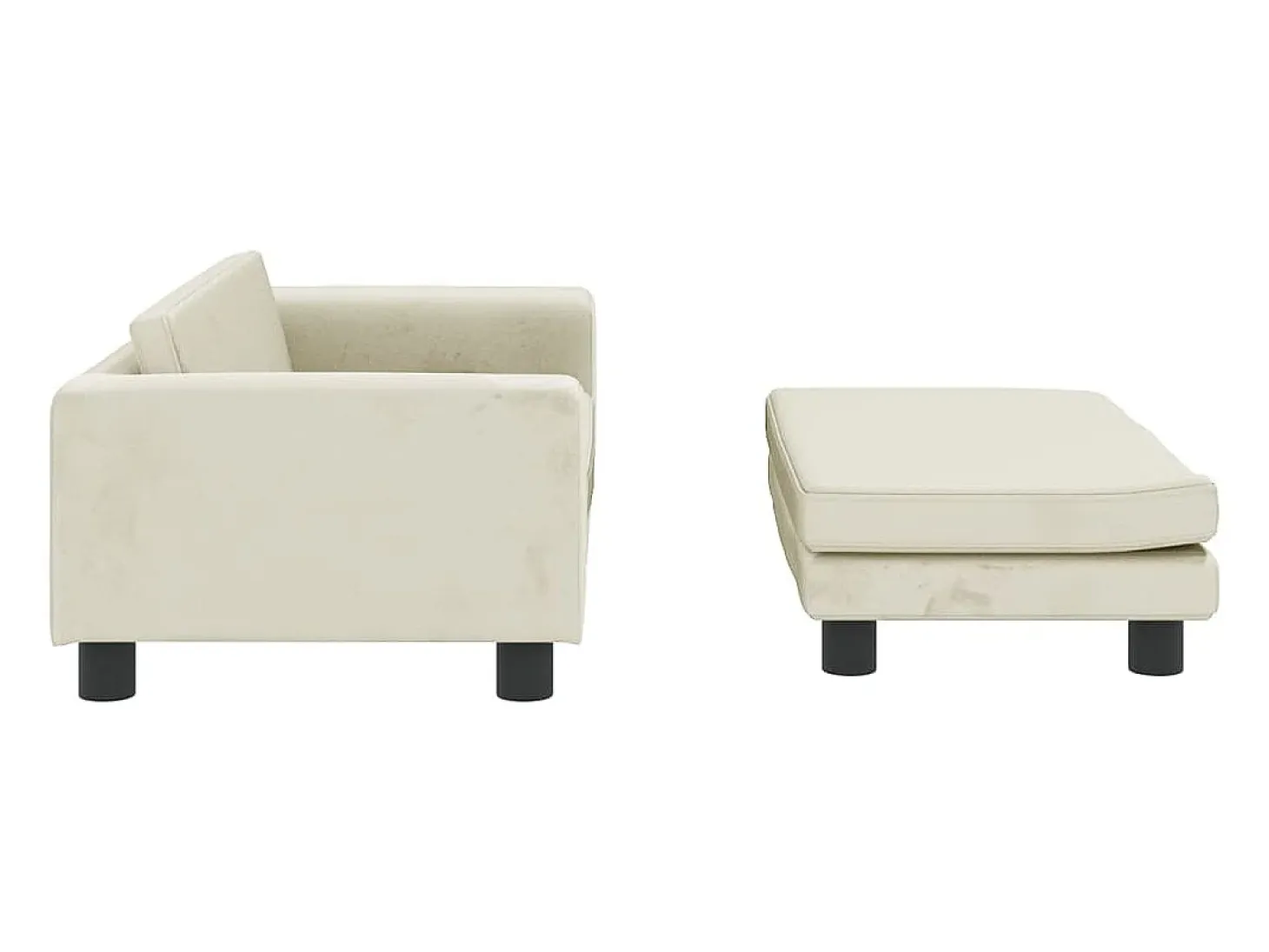 Sofá para niños con reposapiés terciopelo crema 100x50x30 cm ES700104