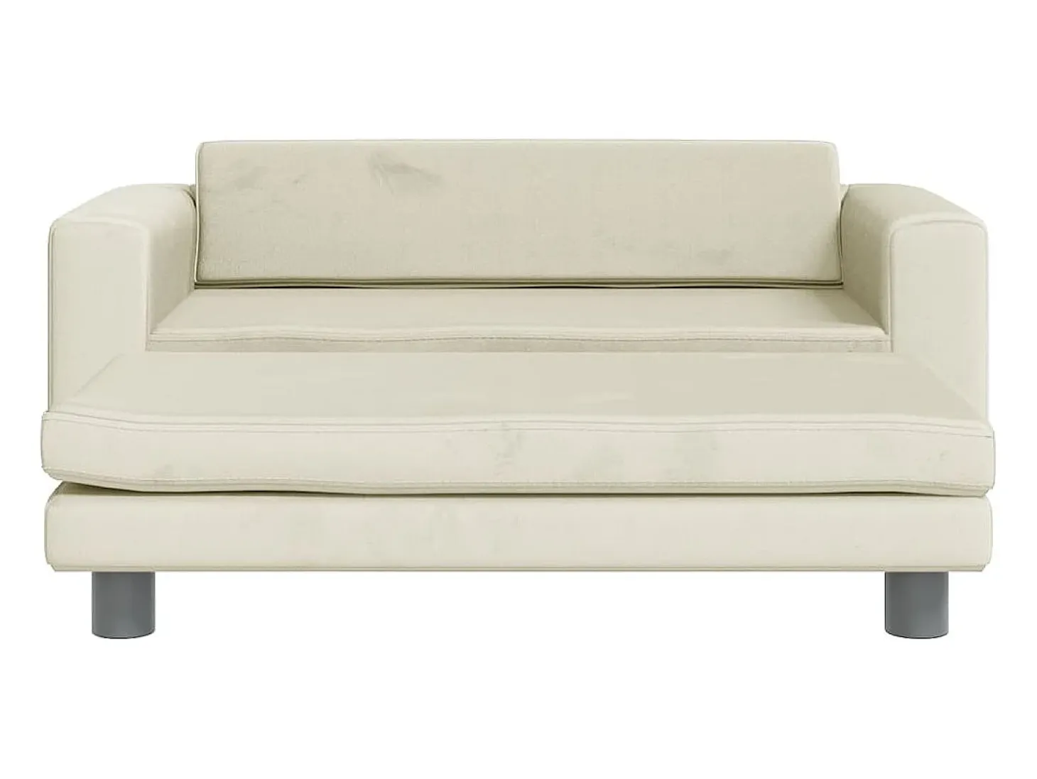 Sofá para niños con reposapiés terciopelo crema 100x50x30 cm ES700104