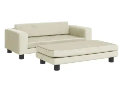 Sofá para niños con reposapiés terciopelo crema 100x50x30 cm ES700104