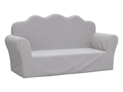 Sofá para niños de 2 plazas felpa suave gris claro ES452498