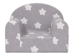 Sofá para niños felpa suave gris claro con estrellas ES485014