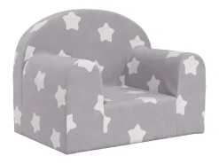 Sofá para niños felpa suave gris claro con estrellas ES485014