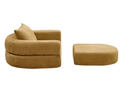 Sofá para salón en chenilla amarillo diseño moderno cómodo y resistente