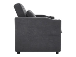 Sofá plegable de 2 plazas, terciopelo gris, con respaldo ajustable y portavasos, para salón o dormitorio