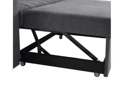 Sofá plegable de 2 plazas, terciopelo gris, con respaldo ajustable y portavasos, para salón o dormitorio