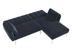 Sofá plegable moderno - Sofá en L - Sofá cama con esquina adicional - negro