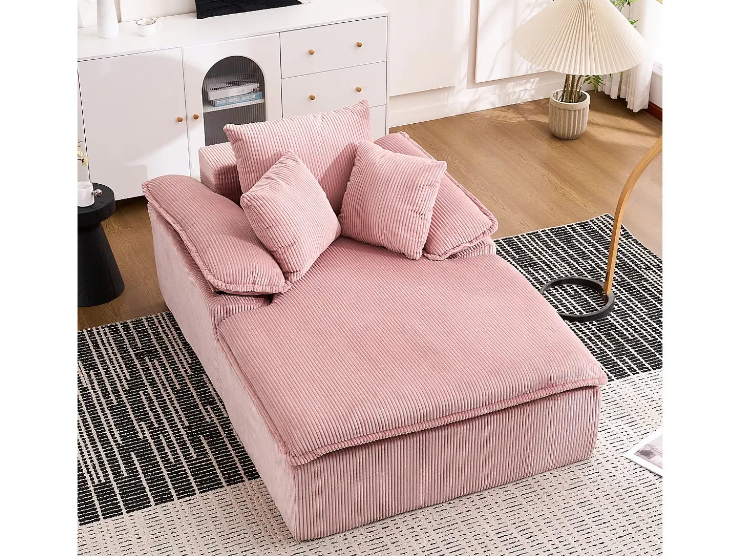 Sofá reclinable de 1 plaza - Sillón de pana - No requiere montaje - Rosa