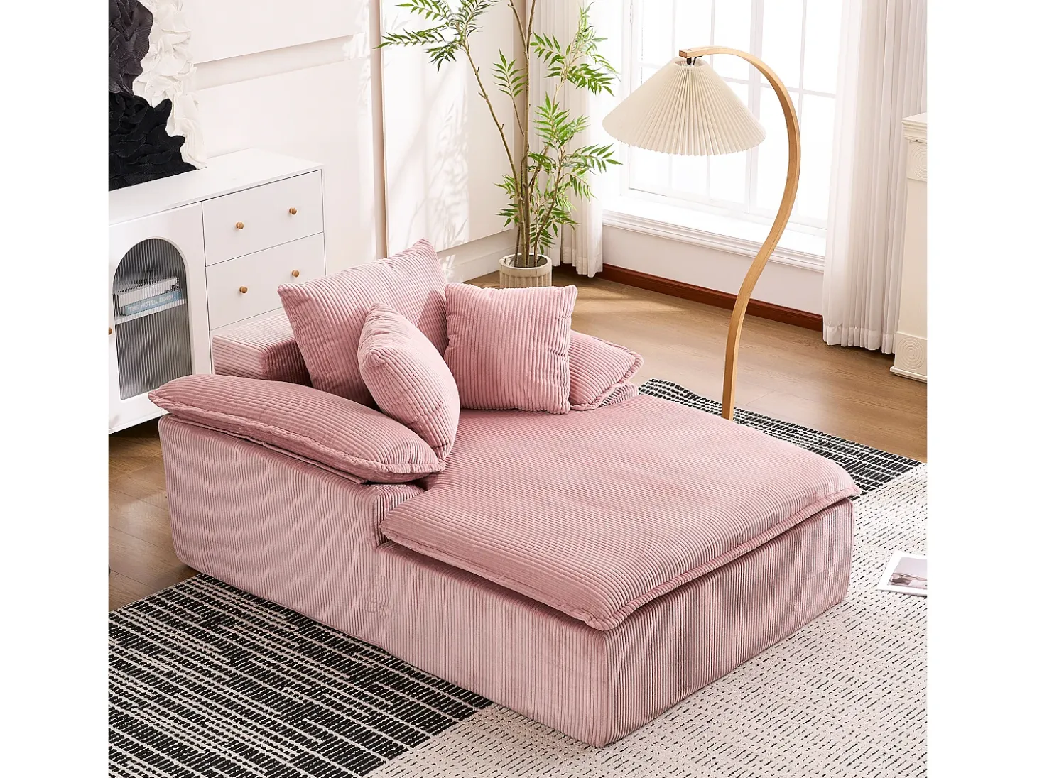 Sofá reclinable de 1 plaza - Sillón de pana - No requiere montaje - Rosa