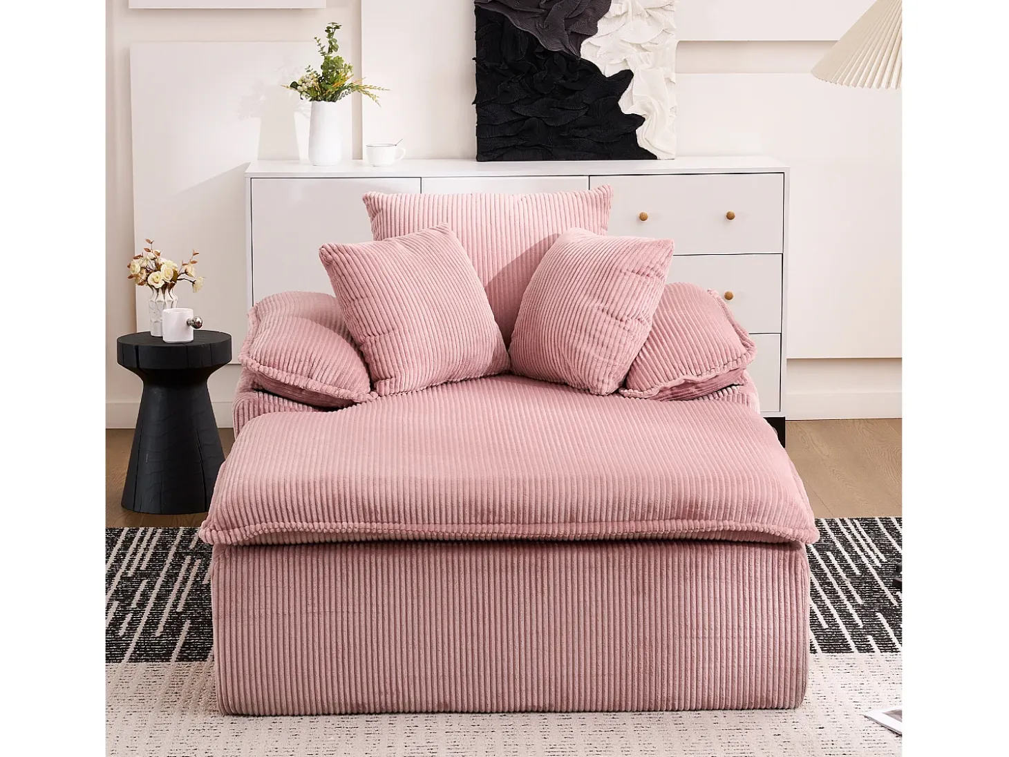 Sofá reclinable de 1 plaza - Sillón de pana - No requiere montaje - Rosa