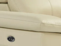 Sofá reclinable eléctrico de esquina derecha PUNO II en piel de vacuno beige