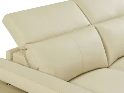 Sofá reclinable eléctrico de esquina derecha PUNO II en piel de vacuno beige