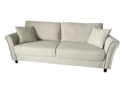 Sofá recto 4 plazas de tela beige LUCERNE