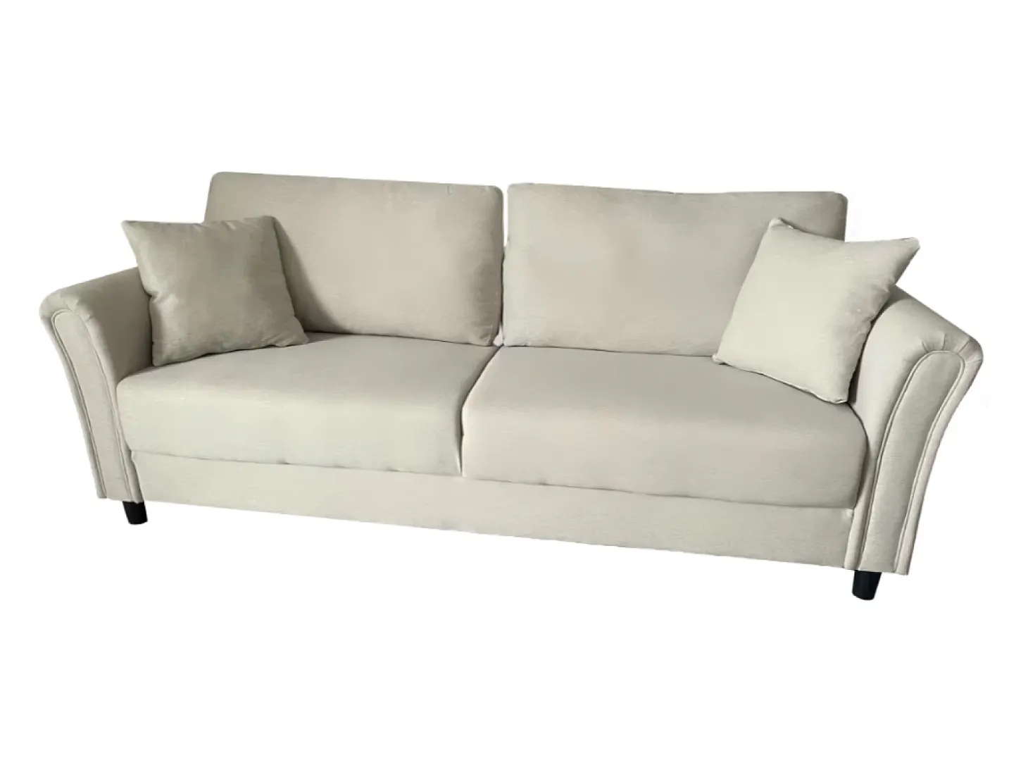 Sofá recto 4 plazas de tela beige LUCERNE