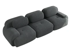 Sofá recto con reposabrazos curvos - Sofá 3 plazas con respaldo y cojines decorativos - pana gris