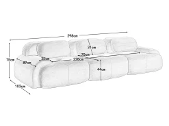 Sofá recto con reposabrazos curvos - Sofá de 3 plazas con respaldo y cojines decorativos - pana beige