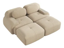 Sofá recto con reposabrazos curvos - Sofá de 2 plazas con respaldo y cojines decorativos - pana beige