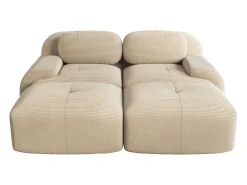 Sofá recto con reposabrazos curvos - Sofá de 2 plazas con respaldo y cojines decorativos - pana beige