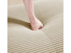 Sofá recto de 2 plazas con reposapiés y cojines - Pana beige