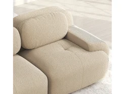 Sofá recto de 2 plazas con reposapiés y cojines - Pana beige