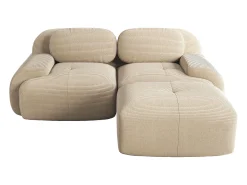 Sofá recto de 2 plazas con reposapiés y cojines - Pana beige