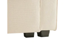 Sofá recto de 4 plazas con consola - 2 portavasos y USB - bolsillos laterales y 4 almohadas - tejido de lino (beige)