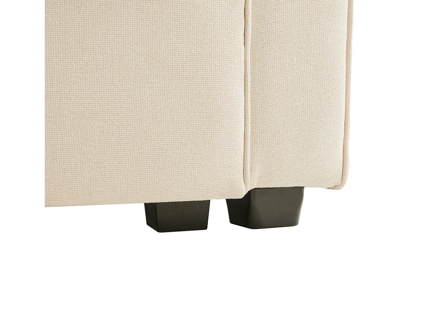 Sofá recto de 4 plazas con consola - 2 portavasos y USB - bolsillos laterales y 4 almohadas - tejido de lino (beige)