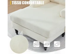 Sofá Relax de 1 Plaza en Felpa - Respaldo Envolvente - Asiento Extra Profundo 100cm - Estructura 250kg - Ideal para Salón, Oficina y Balcón - Pies de Madera Maciza