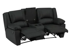 Sofá relax de 2 plazas de cuero de vaca negro AROMA