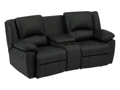 Sofá relax de 2 plazas de cuero de vaca negro AROMA