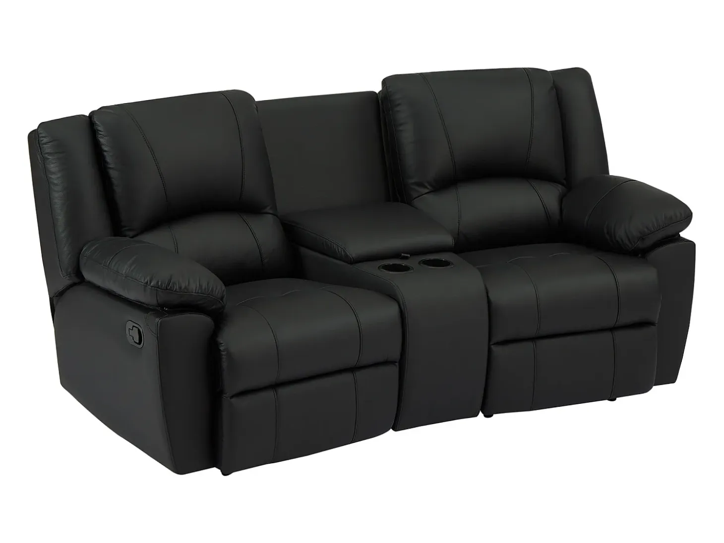 Sofá relax de 2 plazas de cuero de vaca negro AROMA