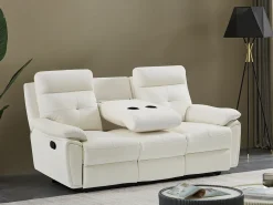 Sofá relax de 3 plazas de piel blanco estilo contemporáneo VINETA